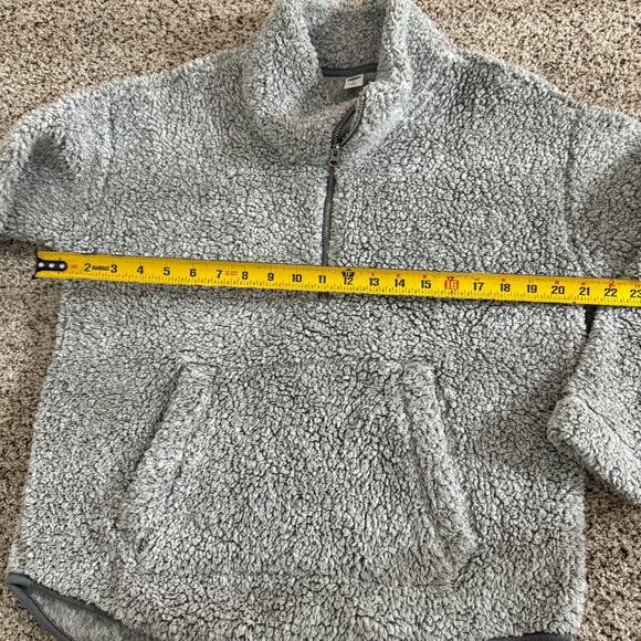 Women’s Sherpa Pullover Quarter Zip Grey Soft Sweater Old Navy - Picture 4 of 8